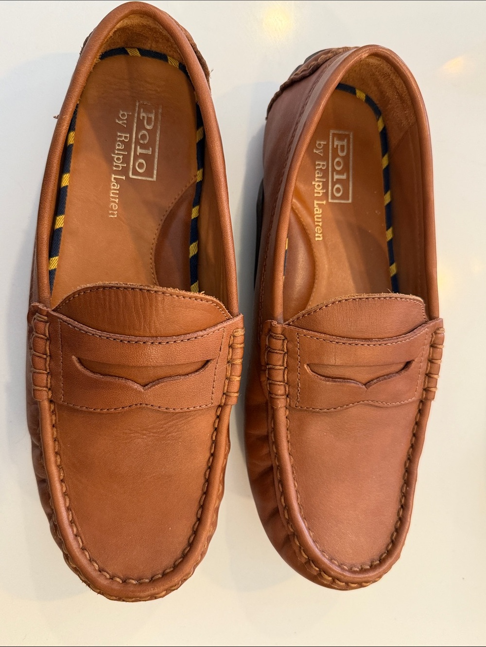 Ralph Lauren Men’s Cognac Tan Leather Penny Loafer Driver